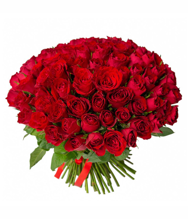 101 красной кенийской розы под ленту